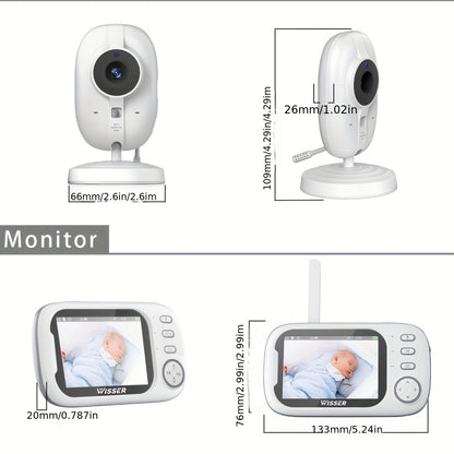 Video Baby Monitor with Camera and Night Vision, No-WiFi ABM 600 Nursery Monitor with Two-Way Talk, VOX Mode, Temperature Sensor and 8 Lullabies