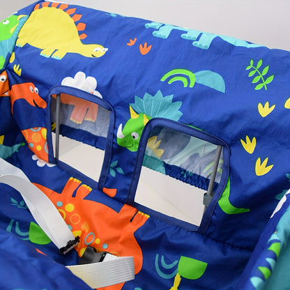 Baby Shopping Cart Seat Cover and High Chair Cushion, Portable Machine-Washable Padded Seat with Safety Straps and Attached Storage Bag