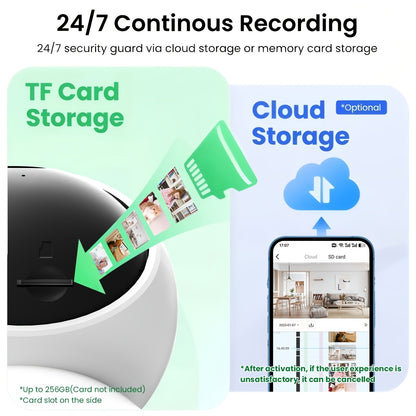 2K WiFi Indoor Security Camera with AI Motion Alerts, Night Vision, Two-Way Audio, 2.4G/5G Connectivity and Smartphone Monitoring for Home or Nursery