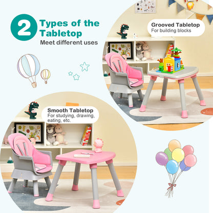 8-in-1 Baby High Chair with Activity Table, BABYJOY Convertible Feeding Seat with Removable Tray, Booster Mode and 5-Point Harness for Ages 6 Months to 6 Years