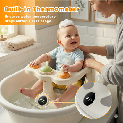 Suction-Cup Toddler Bathtub Seat with Soft Cushion, Non-Slip Baby Bath Chair for Sitting Infants 6 Months and Up During Supervised Bath Time