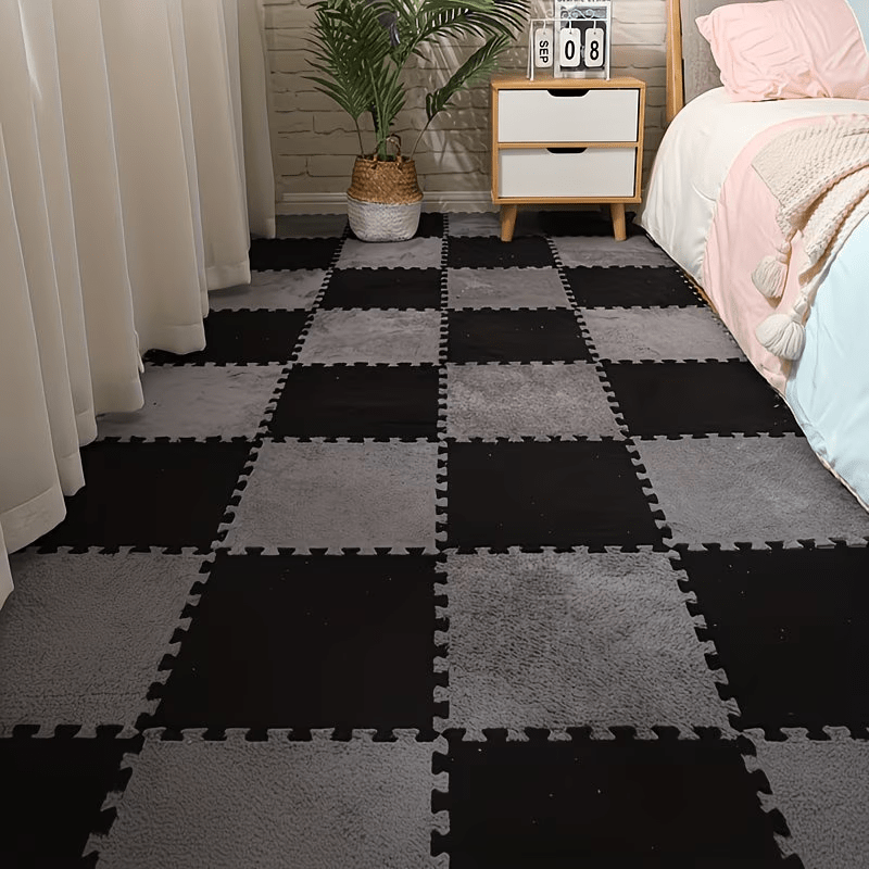 Interlocking Carpet Tiles, 38-Piece EVA Patchwork Floor Mat Set in Solid Colors for Living Room, Bedroom and Bay Window Home Decor