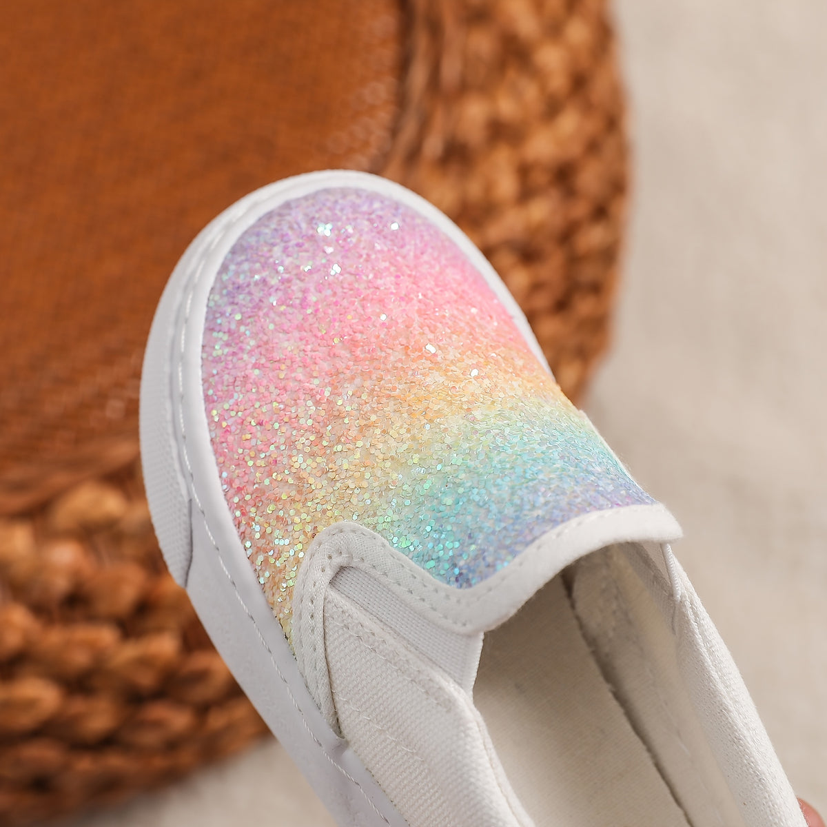 Gradient Canvas Slip-On Sneakers for Toddlers and Kids, Lightweight Colorful Casual Shoes for Easy On-and-Off Everyday Wear in US Kid Sizes