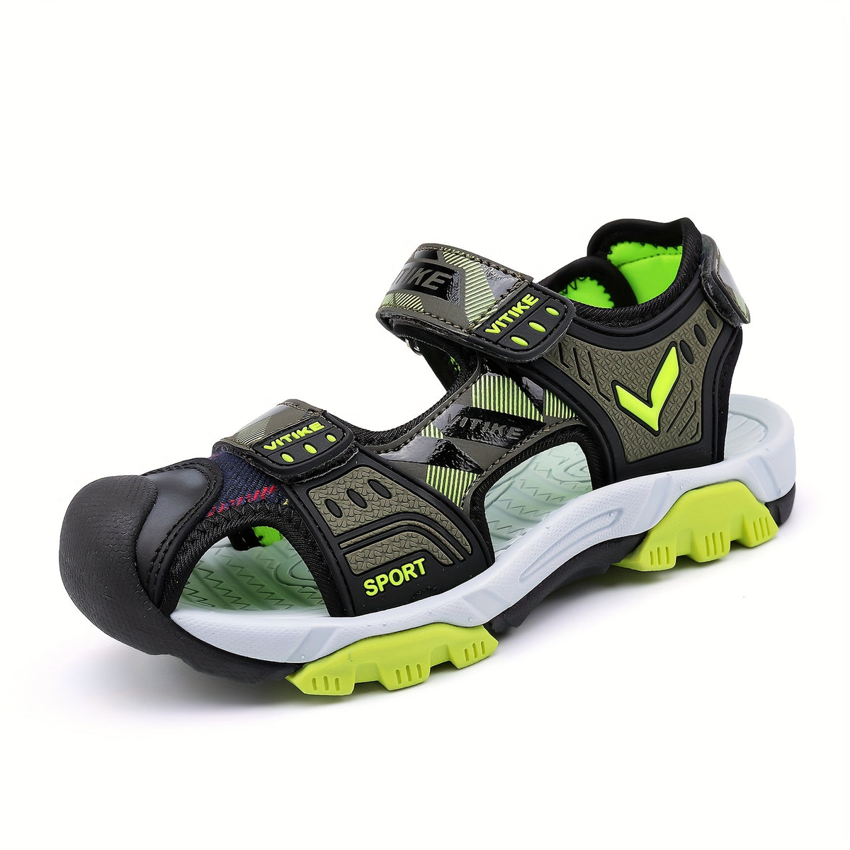 Boys' Summer Sandals with Protective Toe Coverage, Soft Casual Shoes for Warm Days in Greenish Yellow or Sky Blue, Little Kid & Big Kid Sizes