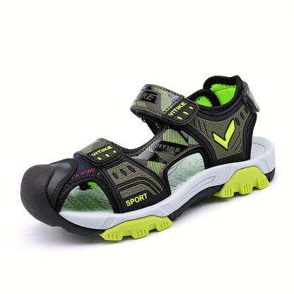 Boys' Summer Sandals with Protective Toe Coverage, Soft Casual Shoes for Warm Days in Greenish Yellow or Sky Blue, Little Kid & Big Kid Sizes