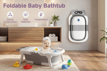 Compact Baby Bath Tub with Soft Cushion, Collapsible Infant Bathtub with Non-Slip Base for Supervised Newborn-to-Toddler Bathing, Home and Travel