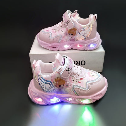LED Light-Up Sneakers for Girls - Glow-in-the-Dark Casual Running Shoes, Fun Princess Style Light Up Shoes for Little Girls, Lightweight Everyday Wear
