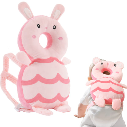 Baby Head Protector Backpack with Plush Animal Cushion, Adjustable Toddler Walking and Crawling Back Pad in Dinosaur, Duck, Tiger, Astronaut or Bunny