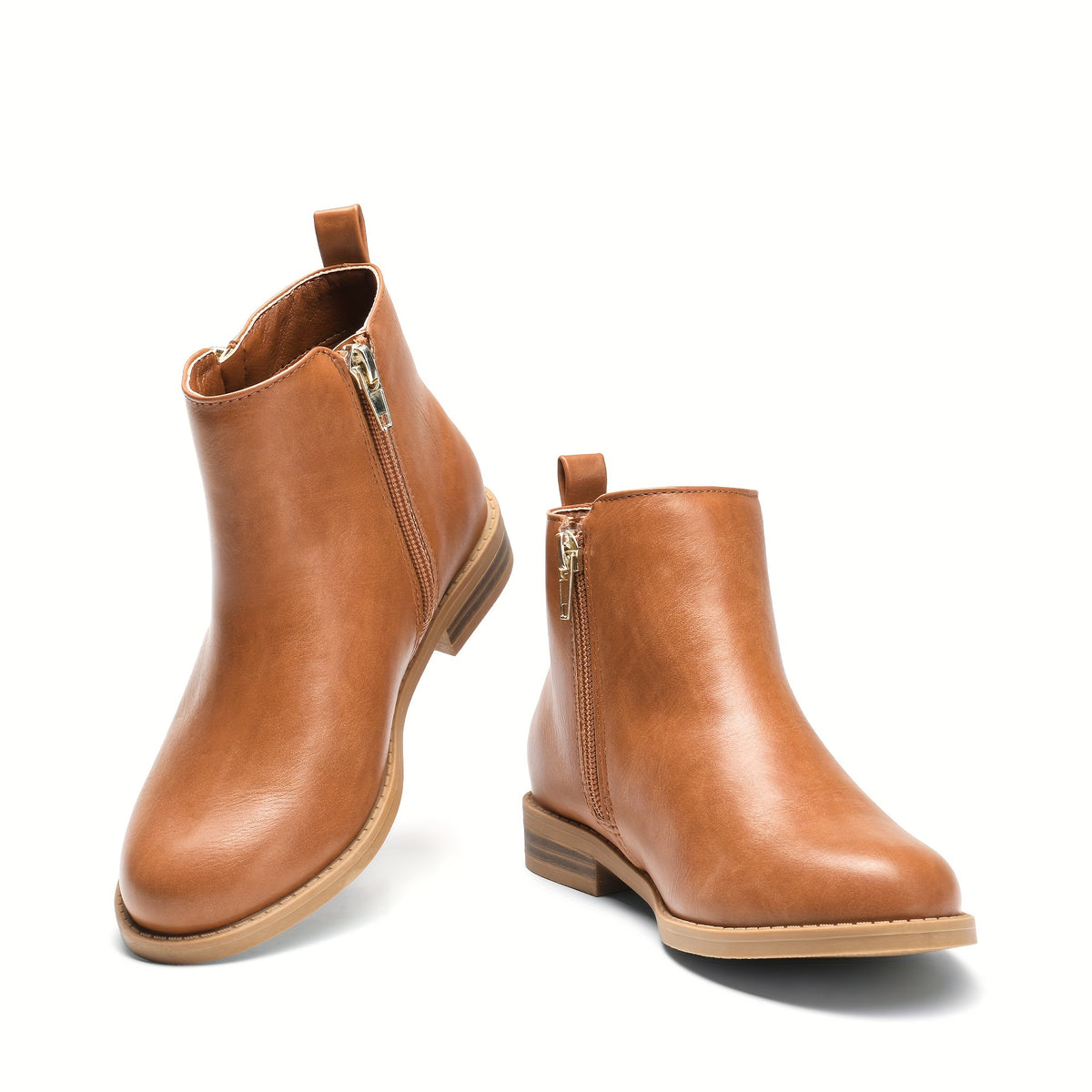 Girls Side-Zip Ankle Boots in Tan by DREAM PAIRS KIDS, Low-Heel Round-Toe Short Boots for Toddler, Little Kid and Big Kid Fall Outfits