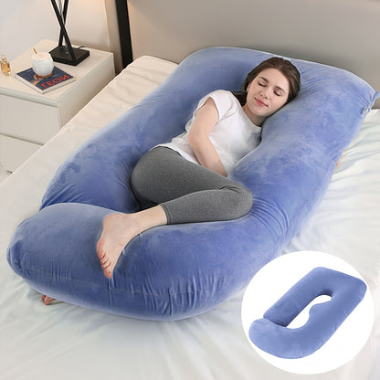 J-Shaped Full Body Pregnancy Pillow, 62-Inch Maternity Pillow with Removable Pillowcase, Large Size Back to Leg Support for Comfortable Pregnancy Sleep, Great Baby Shower and Holiday Gift