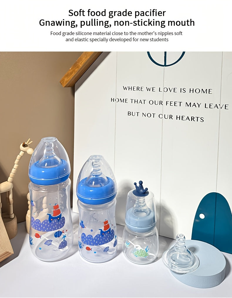 Wide Neck Baby Bottle Gift Set with Covered Feeding Bottles, Pink Green or Blue Options for Everyday Feeding and Baby Shower Gifting