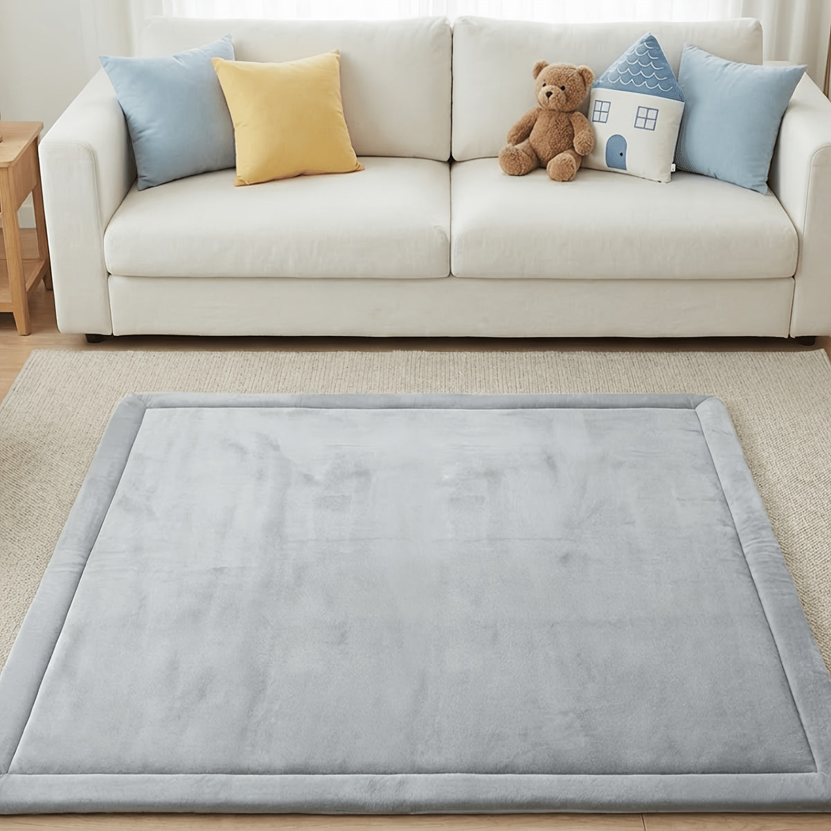 Tummy-Time Velvet Play Mat with 1.3-Inch Cushioning, Non-Slip Crawling Floor Pad for Infants and Toddlers, Four Size Options
