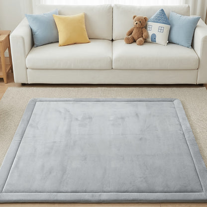 Tummy-Time Velvet Play Mat with 1.3-Inch Cushioning, Non-Slip Crawling Floor Pad for Infants and Toddlers, Four Size Options