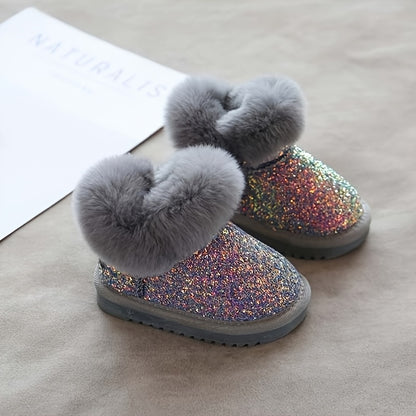 Kids Lined Snow Boots for Girls and Boys, Thickened Winter Footwear with Non-Slip Design, Grey, Black or Pink, Infant to Little Kid Sizes