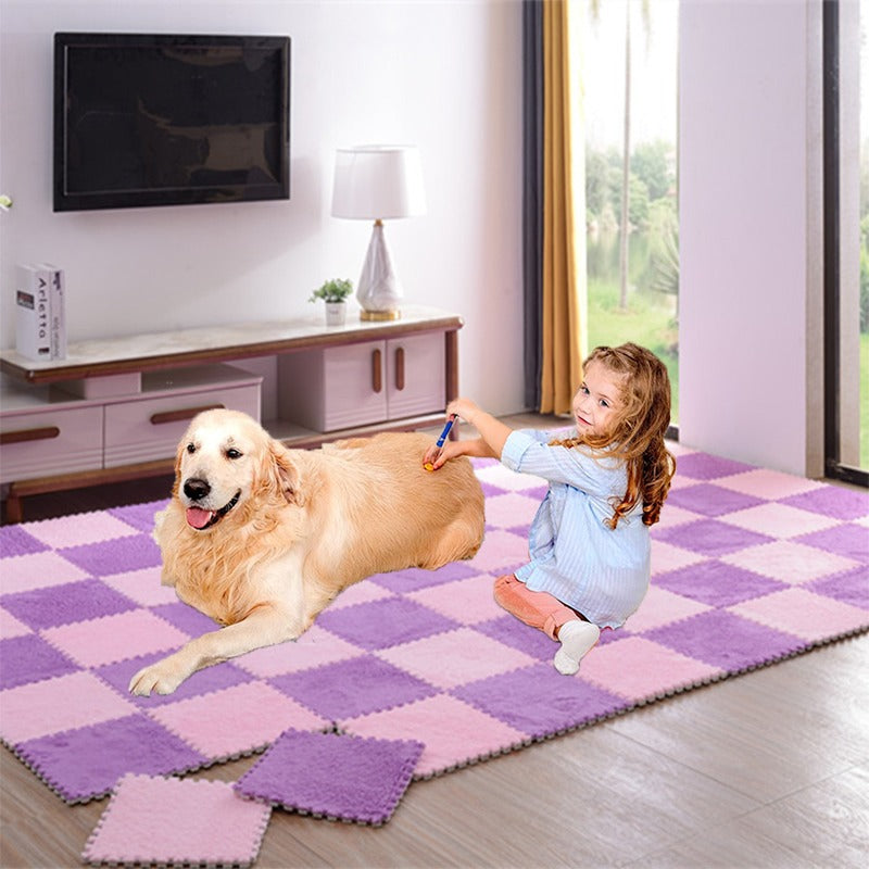 Interlocking Carpet Tiles, 38-Piece EVA Patchwork Floor Mat Set in Solid Colors for Living Room, Bedroom and Bay Window Home Decor