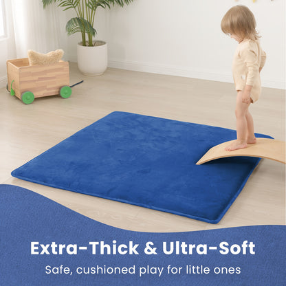 Memory Foam Floor Mat for Baby Crawling, 1.1-Inch Coral Velvet Cushioned Rug with Non-Slip Backing, Gray Tatami-Style Mat in Four Sizes