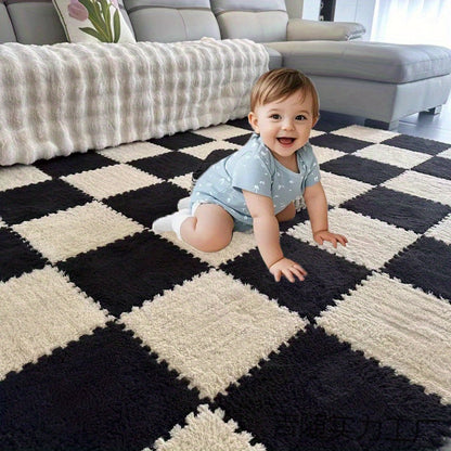 Interlocking Carpet Tiles, 38-Piece EVA Patchwork Floor Mat Set in Solid Colors for Living Room, Bedroom and Bay Window Home Decor