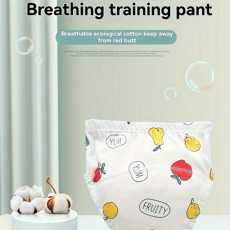 Reusable Washable Toddler Training Pants, 4pcs or 8pcs Pack, Breathable Elastic Waistband Cloth Diapers for Toilet Training, Cute Dog & Animal Prints, Potty Training Gift for Boys and Girls
