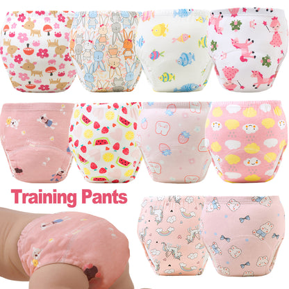 Cotton Toddler Diaper Training Pants 6-Pack with Underwater World or Pink Bunny Prints, Washable Reusable Absorbent Learning Underwear in Weight-Based Sizes