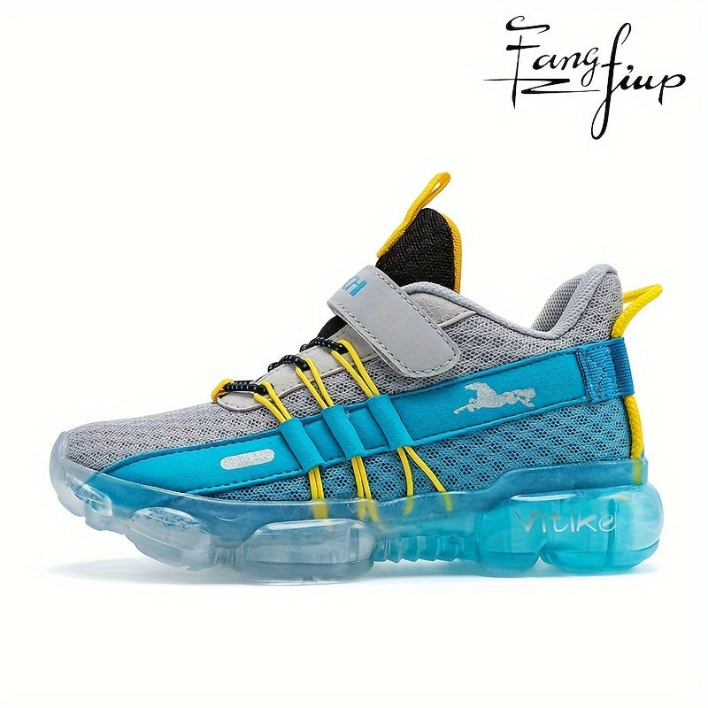 Kids Knit Mesh Running Shoes by FANGFIUP, Breathable Lightweight Round-Toe Sneakers for Boys' Active Play, Training and Everyday Outings