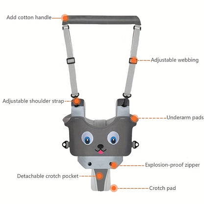 Baby Walking Aid Belt for 8-24 Months, Adjustable Pink Cartoon Toddler Support Harness for Supervised Indoor First-Step Practice