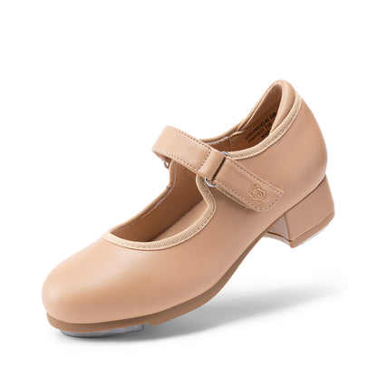 Kids Tap Dance Shoes with Hook-and-Loop Strap, Removable Satin Ribbons and Front-and-Back Taps for Girls and Boys, Toddler, Little Kid & Big Kid Sizes