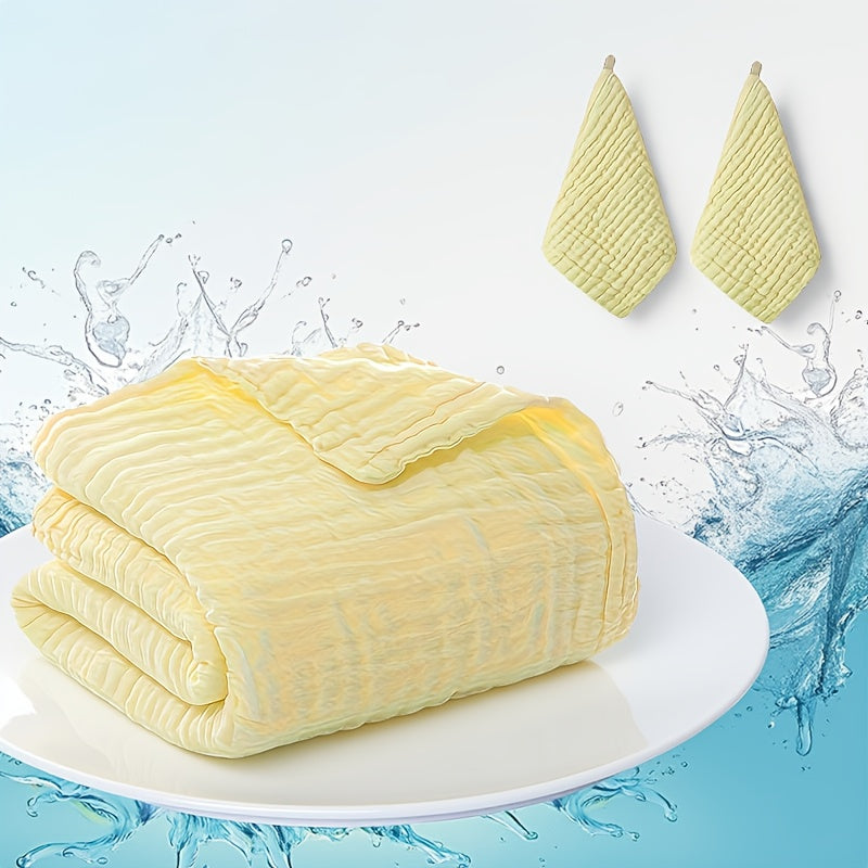 Baby Blanket and Towel Set, 3-Piece Soft Breathable Swaddle Blanket with 2 Absorbent Square Towels for Newborn Care and Baby Shower Gifts