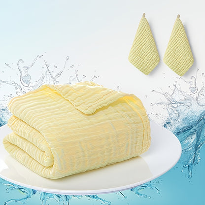 Baby Blanket and Towel Set, 3-Piece Soft Breathable Swaddle Blanket with 2 Absorbent Square Towels for Newborn Care and Baby Shower Gifts