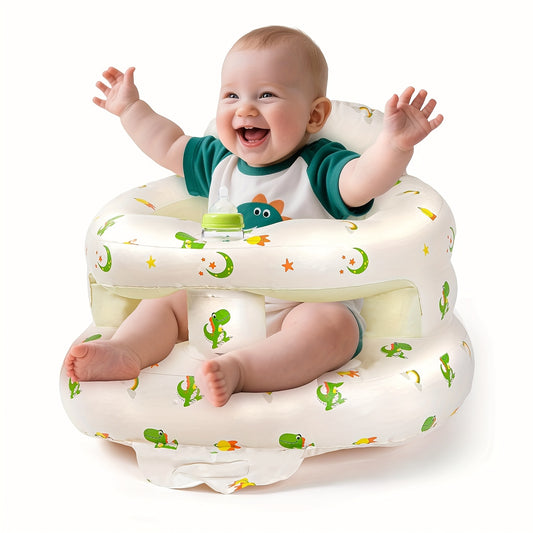 Portable Infant Floor Seat with Built-In Air Pump, Inflatable Upright Baby Support Chair for Ages 3–36 Months, Soft Cushion and Non-Slip Design for Feeding or Bath Time