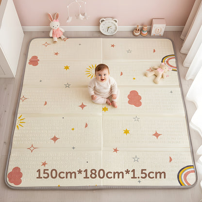 Reversible ABC Baby Play Mat with Rainbow Print, Foldable Waterproof Padded Foam Floor Mat in Three Sizes for Supervised Tummy Time and Toddler Play