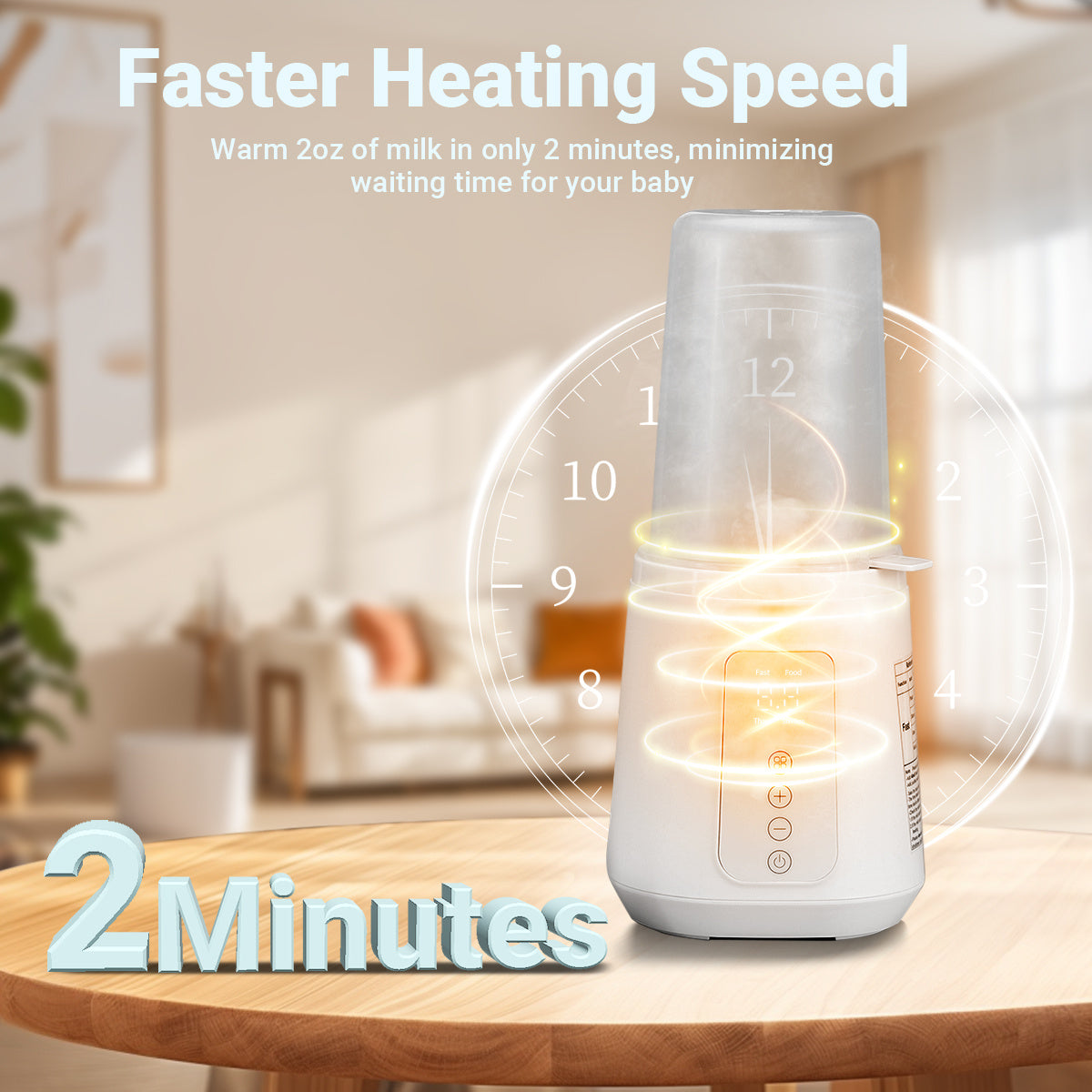 12-in-1 Baby Bottle Warmer with Timer, Fast Milk Heater for Breastmilk and Formula, Keep Warm, Thawing and Baby Food Jar Heating