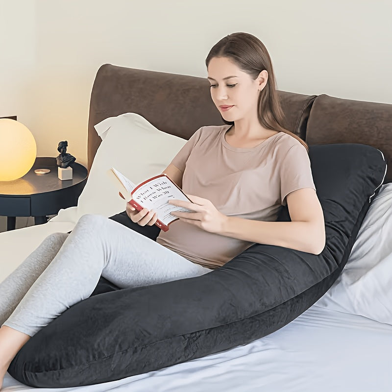 Velvet Cover U-Shaped Pregnancy Pillow, Full Body Maternity Sleeping Pillow with Detachable Soft Velvet Cover, Essential Comfort Support for Pregnant Women and Expectant Mothers