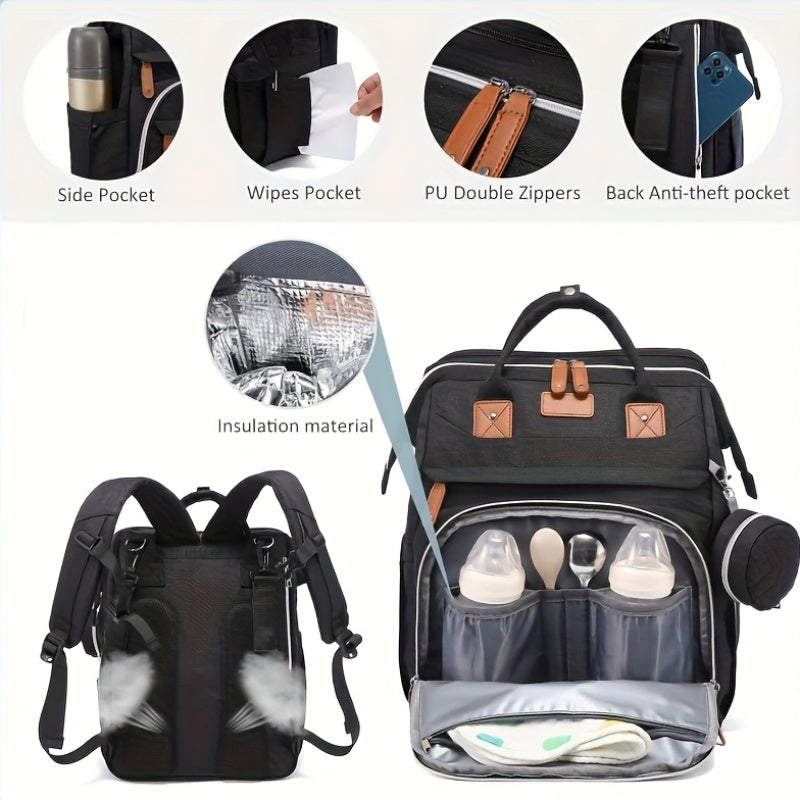 Gingham Diaper Backpack, Multifunctional Large Capacity Diaper Bag with Secure Zipper Closure – Classic Pattern Nappy Backpack for Casual Outings, Errands & Everyday Adventures, Baby Shower Gift