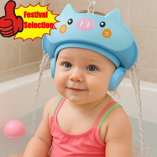 Baby Shampoo Shower Cap, Leak-Proof Adjustable Hair Washing Visor for Infants and Toddlers, Water-Retaining Bath Cap, Eye and Ear Protection During Bath Time, Soft Silicone Edge