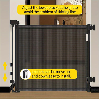 Retractable Mesh Baby Gate for Doorways, Hallways and Stairs, VERASTE Hardware-Mounted Expandable Barrier in 33-Inch and 41-Inch Height Options