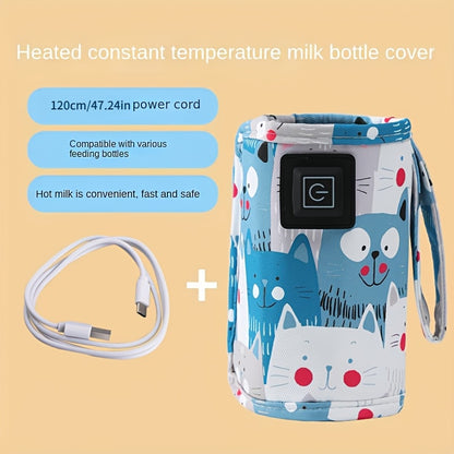 Self-Adhesive Portable Bottle Heater with 3 Adjustable Temperature Settings, Durable Travel Bottle Warmer for Outdoor Activities, Compact Modern Accessory for On-the-Go Feeding