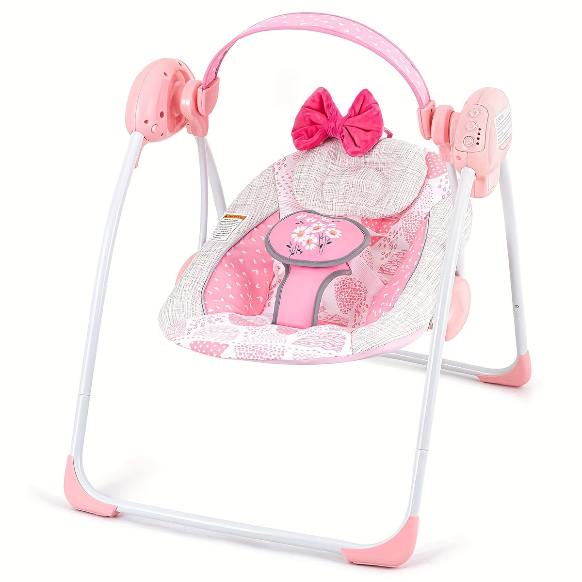 Portable Infant Swing with Timing Function, Green Grey or Pink Baby Activity Seat for Supervised Awake Use, Listed 0–6 Months and 6–20 lbs