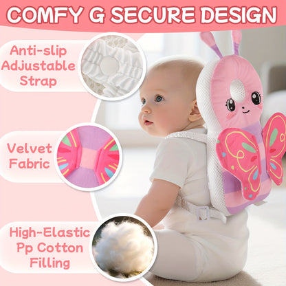Toddler Plush Back Cushion Backpack with Adjustable Straps, Soft Cartoon Animal Wearable Pad for Crawling and Early Walking in Seven Animal Designs