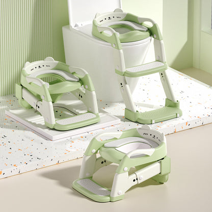 Height Adjustable 3-in-1 Potty Training Chair, Toilet Seat and Step Stool for Toddlers, Foldable Kids Potty with Splash Guard and Anti-Slip Steps for Boys and Girls