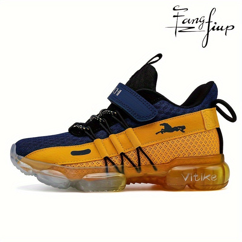Kids Knit Mesh Running Shoes by FANGFIUP, Breathable Lightweight Round-Toe Sneakers for Boys' Active Play, Training and Everyday Outings