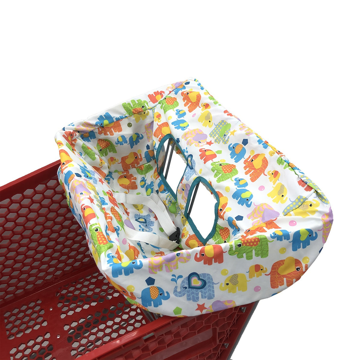 Baby Shopping Cart Seat Cover and High Chair Cushion, Portable Machine-Washable Padded Seat with Safety Straps and Attached Storage Bag