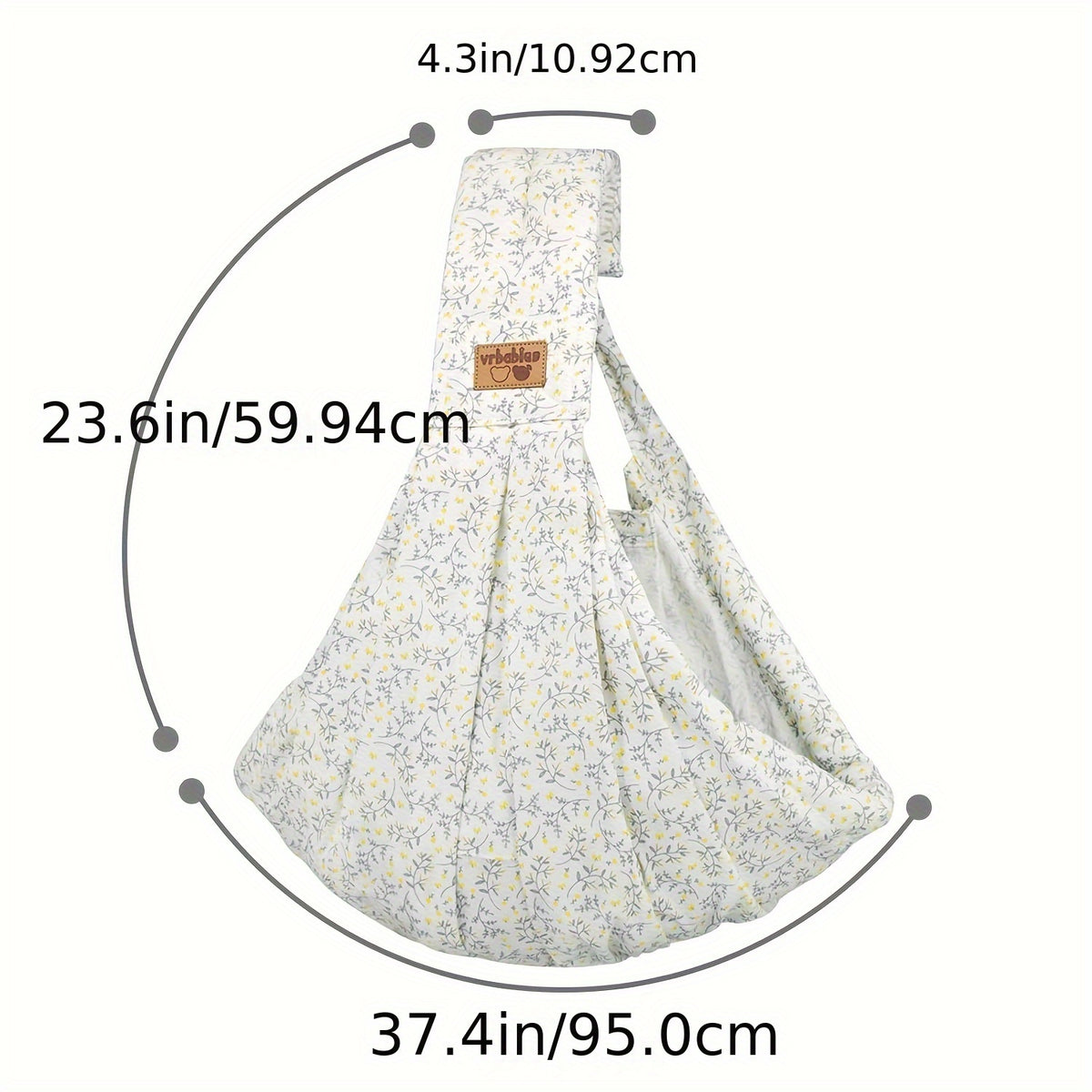 Pocketed Baby Sling Carrier for 1-24 Months, Vrbabies Lightweight Front Carry with Adjustable Shoulder Strap in Yellow Flower or Blue Porcelain
