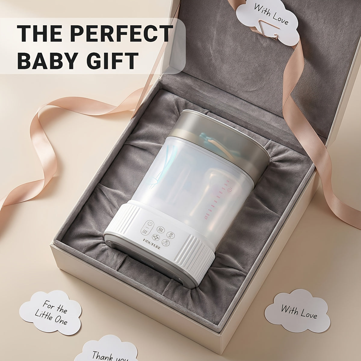 2-Tier Large Capacity Electric Bottle Sterilizer and Dryer, Steam Sterilization Kills 99.9% of Germs, Universal Fit for Breast Pump Parts, Glass and Plastic Baby Bottles, Auto Shut-Off, Great Gift