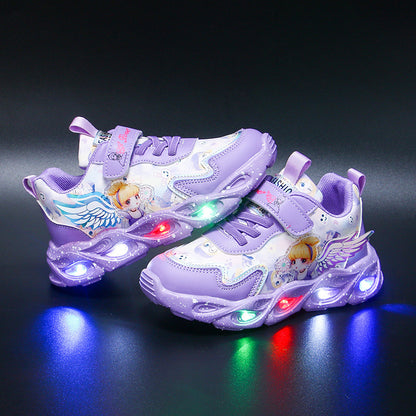 LED Light-Up Sneakers for Girls - Glow-in-the-Dark Casual Running Shoes, Fun Princess Style Light Up Shoes for Little Girls, Lightweight Everyday Wear