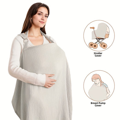 Breastfeeding Shawl and Nursing Cover for Moms, Lightweight Breathable Wrap for Feeding On the Go in Coffee or Beige, Postpartum Gift Idea