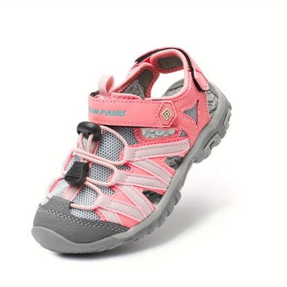 Kids Mesh Closed-Toe Sandals for Boys and Girls | Adjustable Two-Strap Outdoor Summer Shoes with EVA Soles for Toddler to Big Kid Sizes