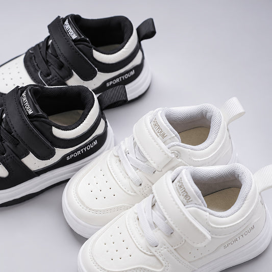 Toddler Walking Sneakers for Boys and Girls, Breathable Non-Slip Casual Shoes in White, Red or Black for Spring and Fall Play