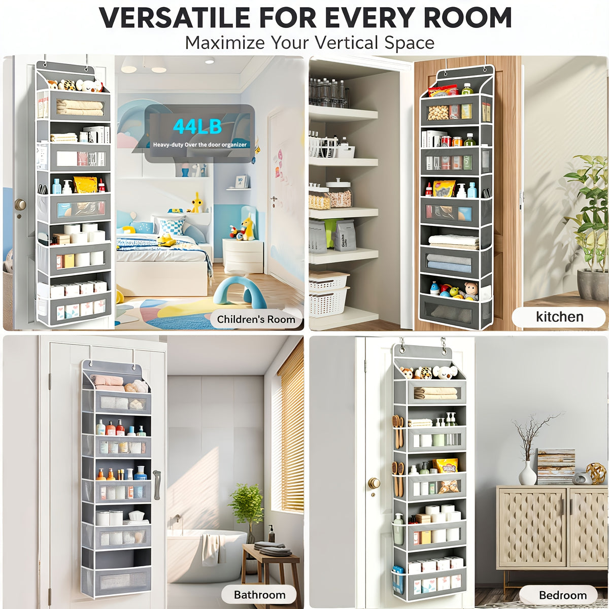 5-Shelf Over-the-Door Organizer with 10 Storage Pockets, No-Drill Hanging Door Storage for Nursery, Bedroom, Bathroom and Pantry Essentials