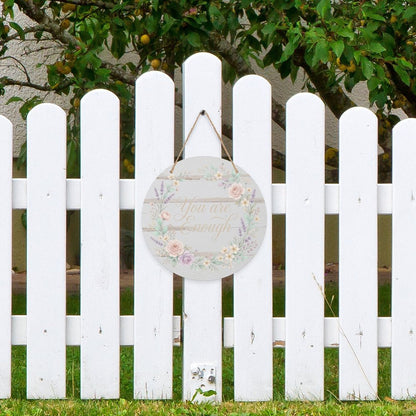 8-Inch Round Wood Door Sign with 2D Flat Print, Decorative Nursery and Home Door Hanger for Seasonal Wall, Patio or Garden Display, Flat Printed Circle Plaque