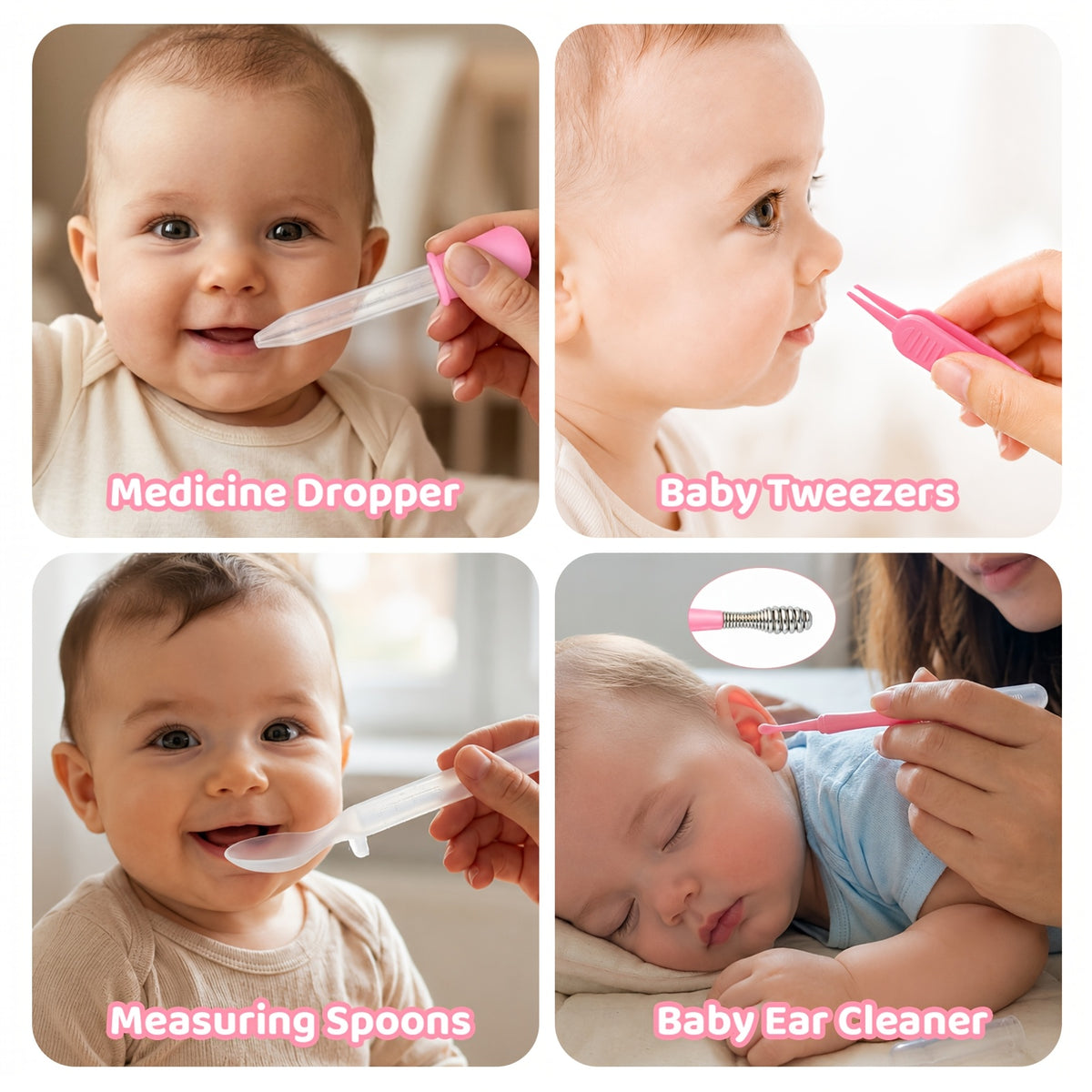 Infant Daily Care Kit 20-in-1 with Nail Clipper, Nasal Aspirator, Hair Brush and Comb, Baby Grooming Essentials with Zippered Case in Pink or Blue
